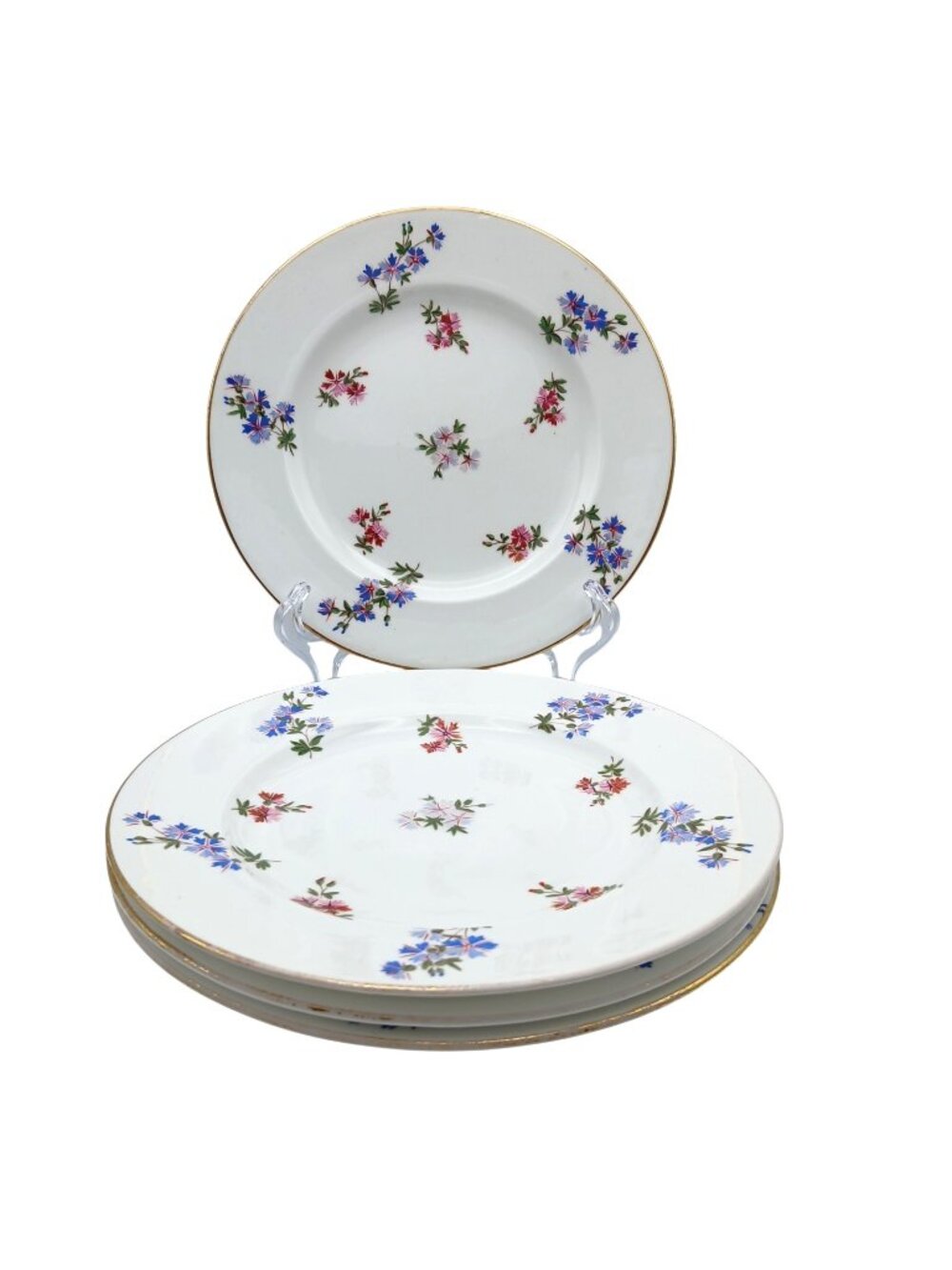 Spode Copeland 4687 Blue Pink Floral  9" Plates  Set Of 4 For Gilman Collamore